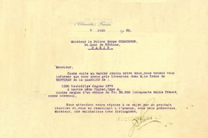 Lettre du 7 juin 1920, livraison chez M. le Comte de Montleau