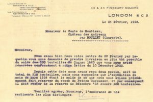 London, le 26 février 1926, réservation du stock du Prince Ouroussov